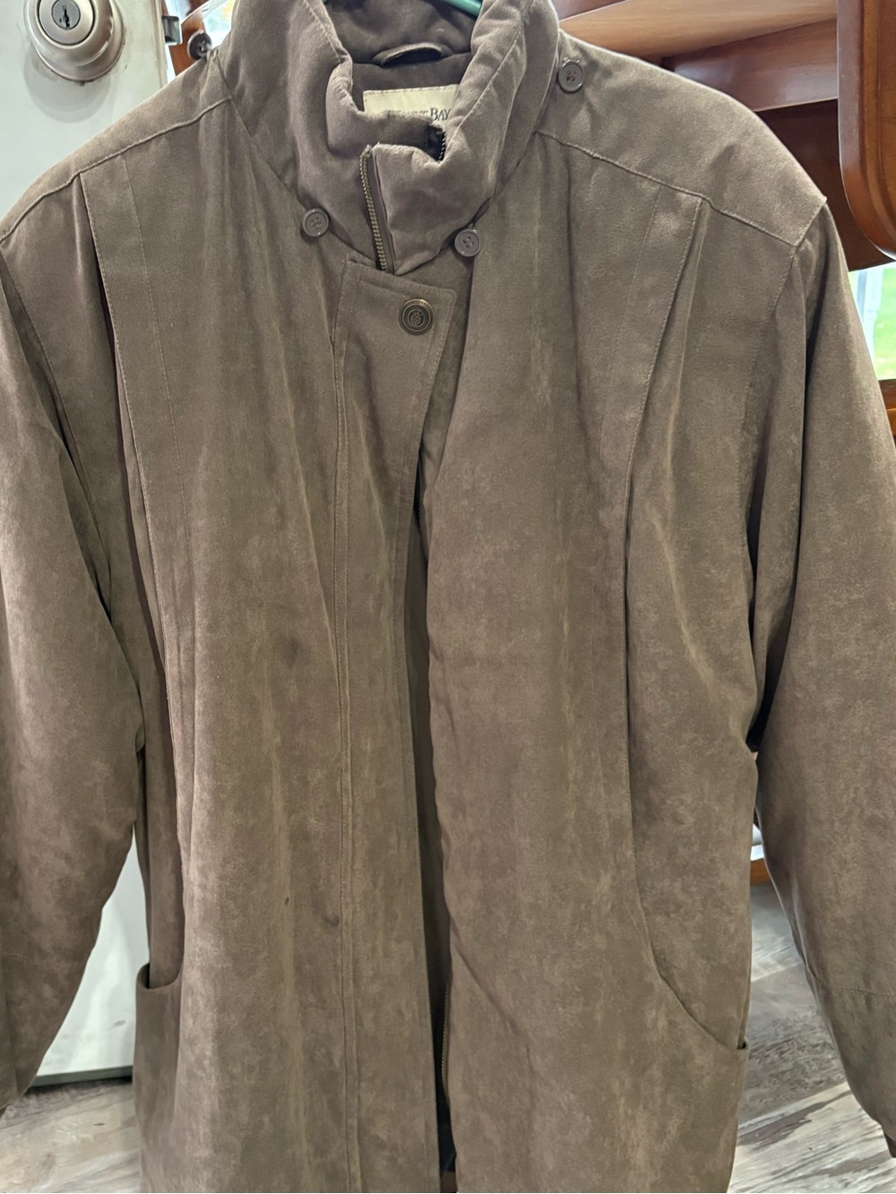 Women’s Suede Brown Stand-Collar or Hooded Coat
